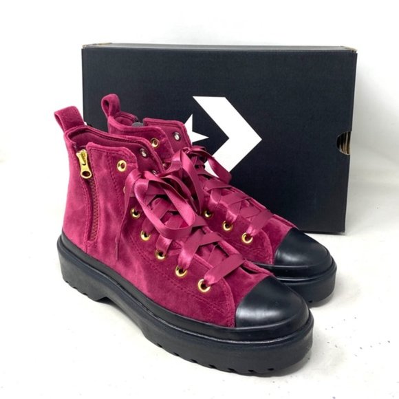 Converse Chuck Taylor Lugged Lift Platform Shoes Women Kids Velvet Berry A05442C - Picture 8 of 11